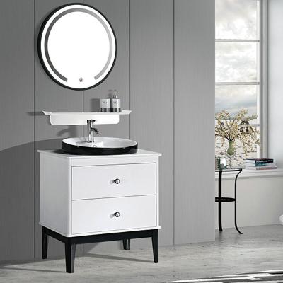 China New Modern Modern PVC Vanities Led Light Luxury Modern Bathroom Vanity Cabinet With 4 Legs for sale