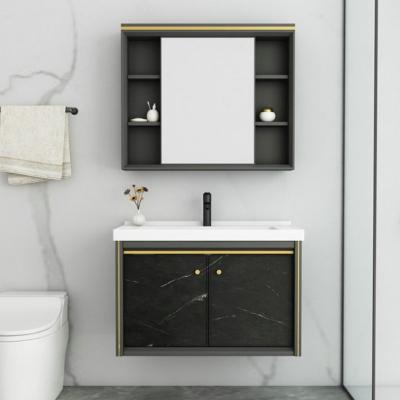 China Modern hot sale high quality pure aluminum bathroom vanity with mirror and sink for sale