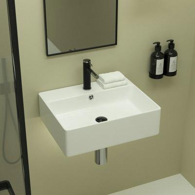 China Modern Light Luxury White Color Ceramic Wall Hung Bathroom Sinks Ceramic Basin for sale