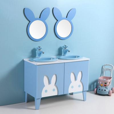 China Modern China Bathroom Set PVC Kindergarten Colored Kids Bathroom Vanity With Mirror for sale