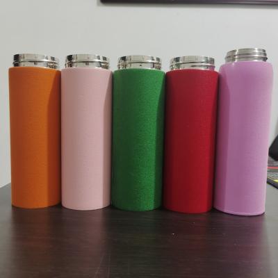 China Sustainable New Painting Flocking Process Surface Oem Logo Color Small Mouth Stainless Steel Water Bottle For Wholesale for sale