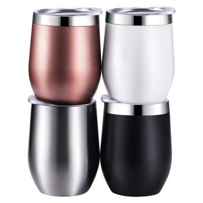 China Sustainable Stainless Steel Wine Tumbler Mugs Coffee Beer Cup Egg Shaped Vacuum Insulated Tumblers With Lid And Straw for sale