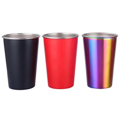 China Sustainable Unbreakable Stackable Metal Drinking Glasses Cup Outdoor Hiking Party Stainless Steel Pint Cups for sale