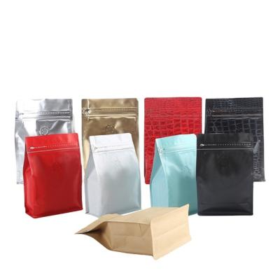 China Moisture Proof Aluminum Foil Printed Coffee Bags Flat Bottom Zipper Pouch Valve for sale