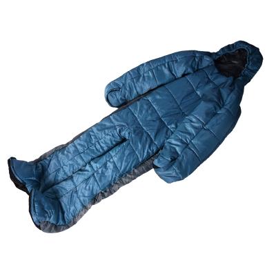 China Hybrid Type Outdoor Latex Mountain Peak Expanding Duck Down Warm Human Shape Sleeping Bag With Arms And Legs for sale