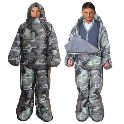 China Hybrid Type Custom Style Waterproof Goose Down Military Army Como Nylon Human Sleeping Bag With Arms for sale