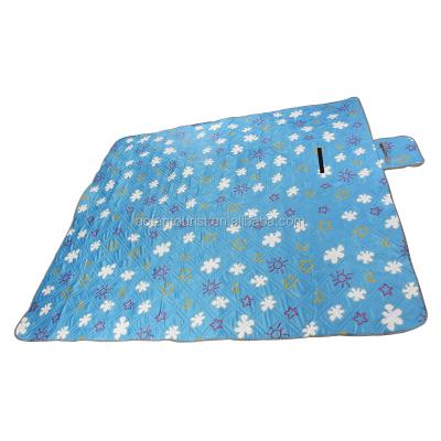 China Large Recycled Polyester Customized Poly-cotton Beach Camping Picnic Mat With Water Resistant Backing for sale