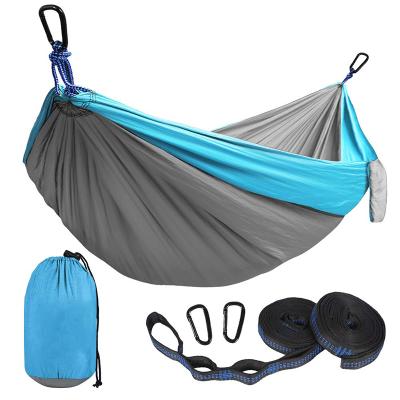 China Outdoor Camping Furniture Lightweight Nylon Parachute Backpacking Single Portable Hammocks With 2 Tree Straps for sale