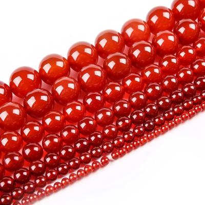 China Crystal 4mm 6mm 8mm 10mm 12mm Red Agate Round 14mm Beads Chain Loose Beads For DIY Necklace Bracelet Jewelry Making Gemstone Wholesale for sale