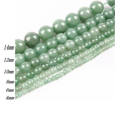 China Green Crystal 4mm 6mm 8mm 10mm 12mm Round 14mm Aventurine Beads Loose Chain Gemstone Beads For DIY Necklace Bracelet Jewelry Making for sale