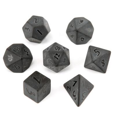 China Business Gifts Natural Obsidian Matte Engrave Dungeons and Dragons Game Digital Dies Collection Customized Role Playing Game Polyhedral Stone Dies for sale