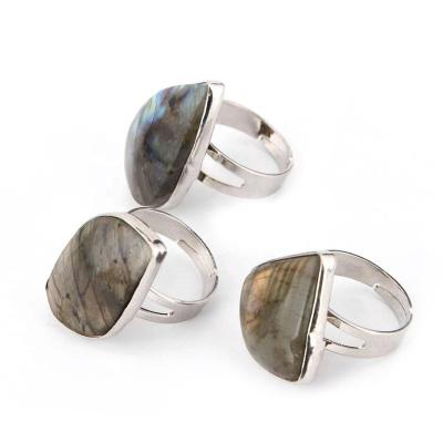 China Wholesale Adjustable Ring Jewelry Irregular Shimmerstone Cocktail Personality Ring Fashion Charm Men Women casual/sporty natural labradorite for sale