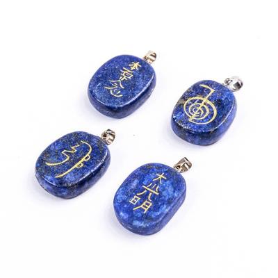 China CLASSIC Four Chakra Element Natural Energy Symbol Prop Master Prop Healing Amulet Reiki Lapis Lazuli Necklace Stone Pendant Jewelry for sale