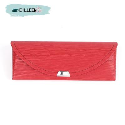 China Japanese slim handmade eyeglass case with round flap A semi-rigid flap-over eyeglass case in PU leather finish. for sale