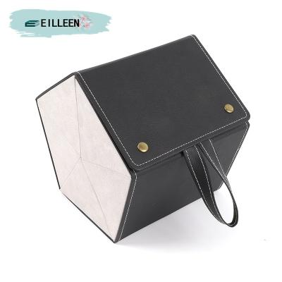 China PU XL 5-Slot Best Quality Travel Foldable Sunglasses Organizer Mirror Glasses Case Storge Box With Customized Logo for sale