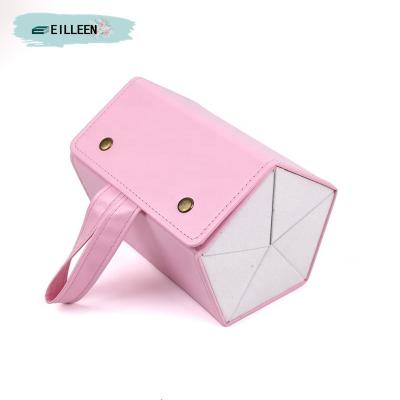 China Portable Organizer Pink PU Glass 4/5 Folding Multi-slot Glasses Storage Display Travel Sunglasses PU Leather Case for sale