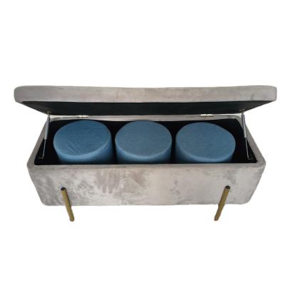 China (Other) Top Quality Adjustable Velvet Ottoman Stool Storage Box for your selection for sale