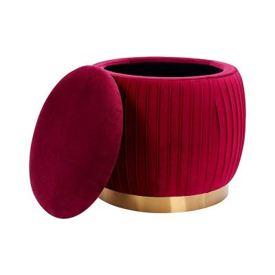 China (Others) Nordic Style Living Room Furniture Adjustable Round Stool Bench Makeup Shoes Changing Stool Velvet Stool Fabric Ottoman for sale