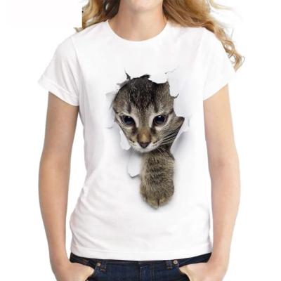 China 2022 QUICK DRY Fashionable Bumping Shirt Women Loose Top Cute Cat T-shirt Fashion Bottoming Shirt for sale