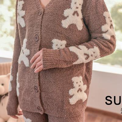 China 2021 New Cotton Women's Wholesale Soft Cotton QUICK-DRY Pajamas Two-piece Long-sleeved Cardigan Homewear for sale