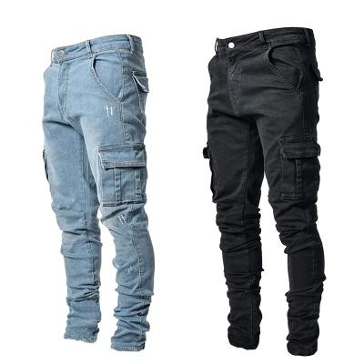 China 2021 European and American Vintage Men's Denim Motorcycle Casual Black Skinny Jeans QUICK DRY for sale