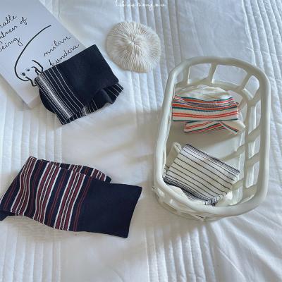 China Cotton Autumn And Winter Retro Women's Socks Striped Trend Couple Pure Cotton Socks Fluffy Medium Stockings for sale