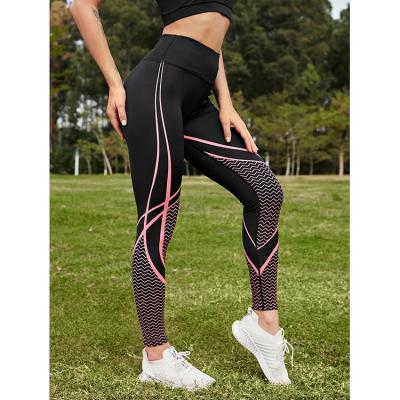 China Women's Wholesale Butt Shaper Stretchy Yoga Pants High Waisted Gaiters Gym Workout Breathable Digital Printing for sale