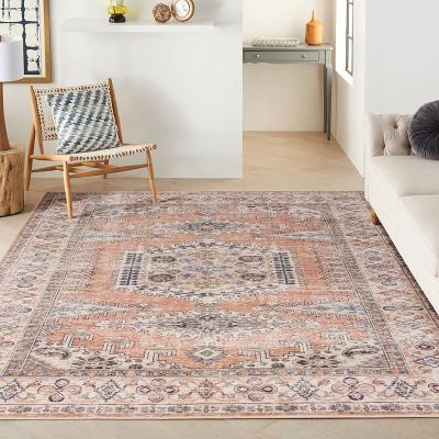 China Vintage Machine Washable Custom Medallion Washable Living Room Rug Persian Faded Area Rug for sale