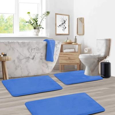 China Washable 3 Piece Bathroom Rugs Set Non Slip Soft And Absorbent Plush Bath Cover Bathroom Rugs Bath Mats For Tub Store for sale