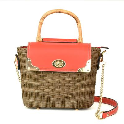 China Amazon Fashion Sells Border Rattan Woven Cross Body Handbag Single Rattan Woven Shoulder Chain Bag for sale