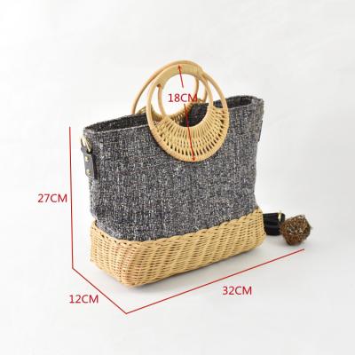 China Fashion Amazon Hot Selling Cane Woven Portable Women's Bag Beach Large Capacity Portable Woven Diagonal Women's Bag for sale