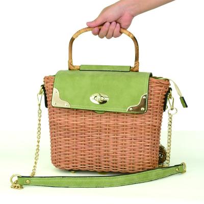 China Amazon Fashion Sells Series Messenger Handbag Shoulder Rattan Woven Single Women Senator Bag for sale