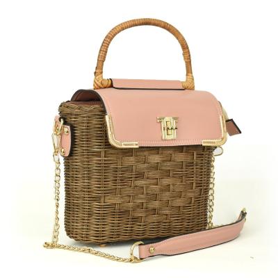 China Amazon fashion sells senator bag series rattan woven elegant women bag one shoulder messenger handbag for sale