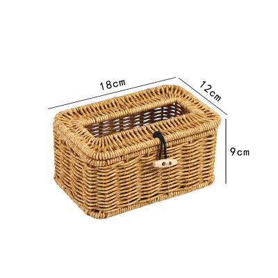 China Amazon sustainable sells handmade rattan woven car paper drawer toilet salon square paper drawer21*12*9cm for sale