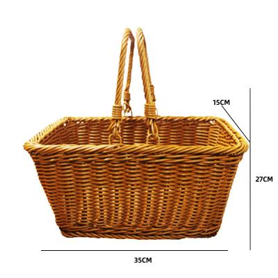 China Best Selling Portable Handbasket Viable Buy BPA Free Vegetables Home Outdoor Picnic Amazon Imitation Rattan Woven for sale