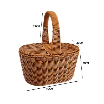 China Amazon Sustainable Hot Selling Style Series Vine Rural Vine Hand - Woven Flower Basket Handbag Picnic Basket for sale