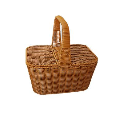 China Sustainable Amazonian hot selling rural wind rattan rattan hand - woven basket fruit and vegetable storage outdoor basket for sale