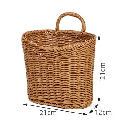 China Small Kitchen Sale Flower Basket Ginger Garlic Storage Basket Retro Wall Hanging Portable Plastic Rattan Viable Basket for sale