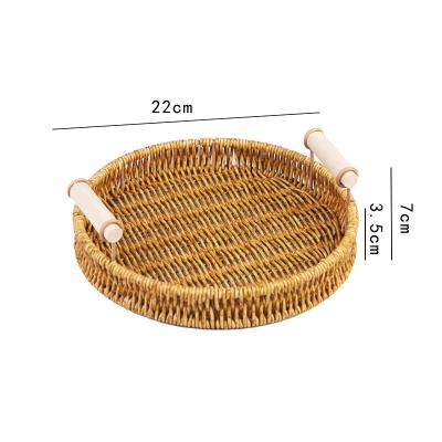 China Sustainable Hot Home Amazon Vine Like Tray Round Double Eared Fruit Basket Multi Functional Portable Woven Disc for sale