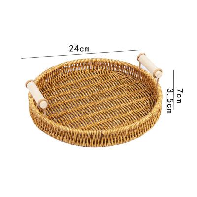 China Sustainable Amazon Merchandise Rattan Like Woven Baskets For Snacks Water Fruit Baskets Plastic Multi Function Woven Baskets for sale