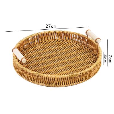 China Sustainable Amazon Sells Rattan Like Portable Plastic Woven Basket Fruit Tray Snack Fruit Basket Storage Basket for sale