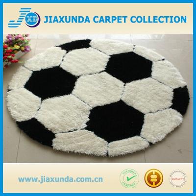 China Anti-Slip Children's Round Soccer Mat Polyester Short Pile Kids Soccer Covers for sale