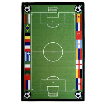 China Skid Resistance Children's Football Playing Printed Green Soccer Field Kids Blanket for sale