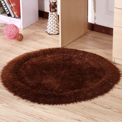 China Dampen noise; Soft Surface To Walk On Polyester Coffee Color Round Long Pile Shaggy Rug For Home for sale