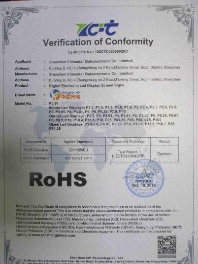 RoHS - Shenzhen Chinastar Optoelectronic Co., Limited