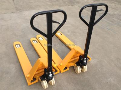 China Bishamon Truck Hand Pallet Jack 2ton AC/DF pump PU wheel for sale