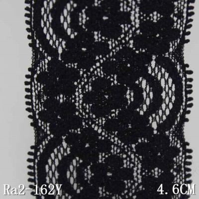 China Sustainable Black Stretchy Daisy 4cm Thin Lace Trim for sale