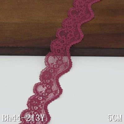 China Eco - Friendly Wine Color Scalloped Lace Spandex Trim Edged Wholesale for sale