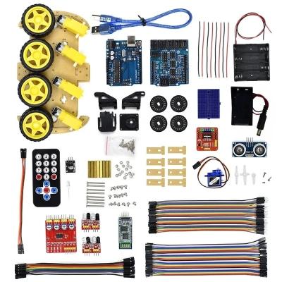 China - Multifunctional BT controlled tons of edited codes 4WD R3 free starter diy kit smart robot car kits for sale