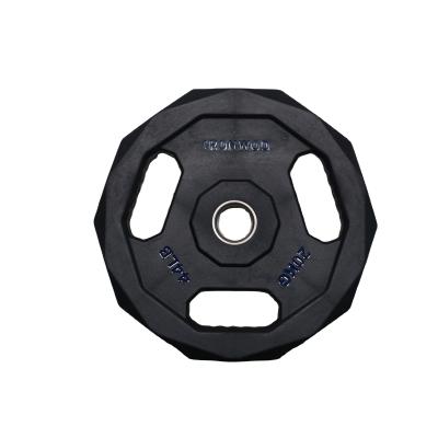 China Weightllfting Plate 20kg Barbell Tri Grip Gym Weight Plate Rubber for sale